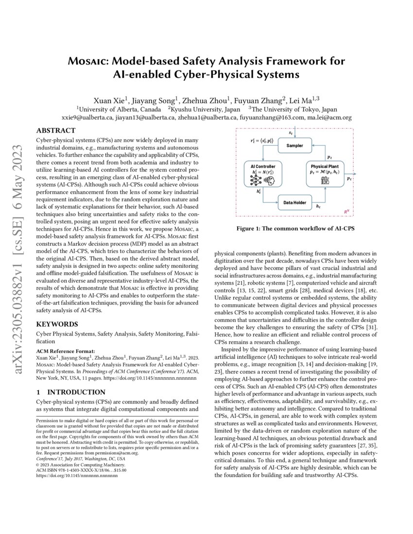 Mosaic Modelbased Safety Analysis Framework for AIenabled Cyber