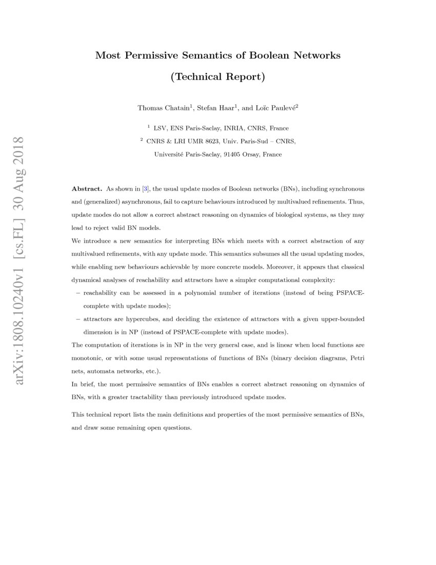 Most Permissive Semantics of Boolean Networks DeepAI