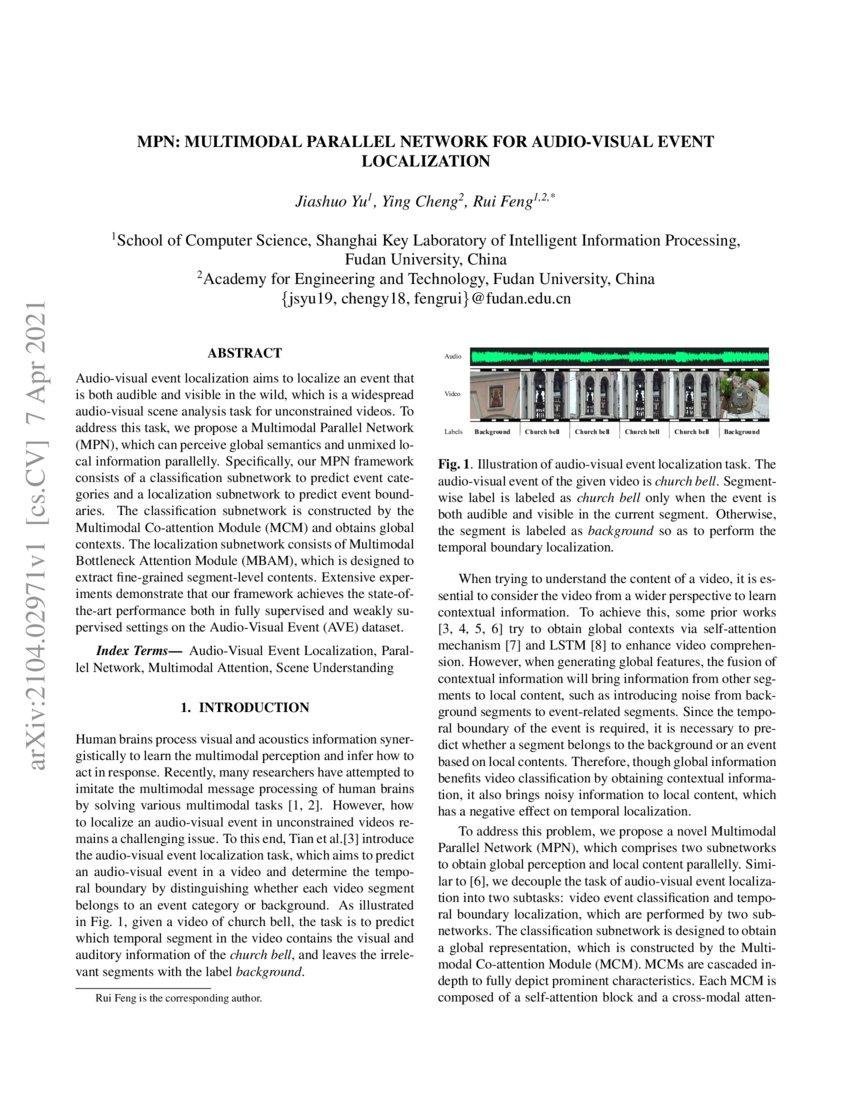 MPN Multimodal Parallel Network for AudioVisual Event Localization