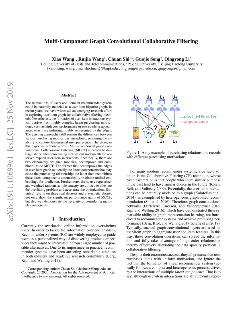 Multi Component Graph Convolutional Collaborative Filtering Deepai Multi Component Graph Convolutional Collaborative Filtering Deepai