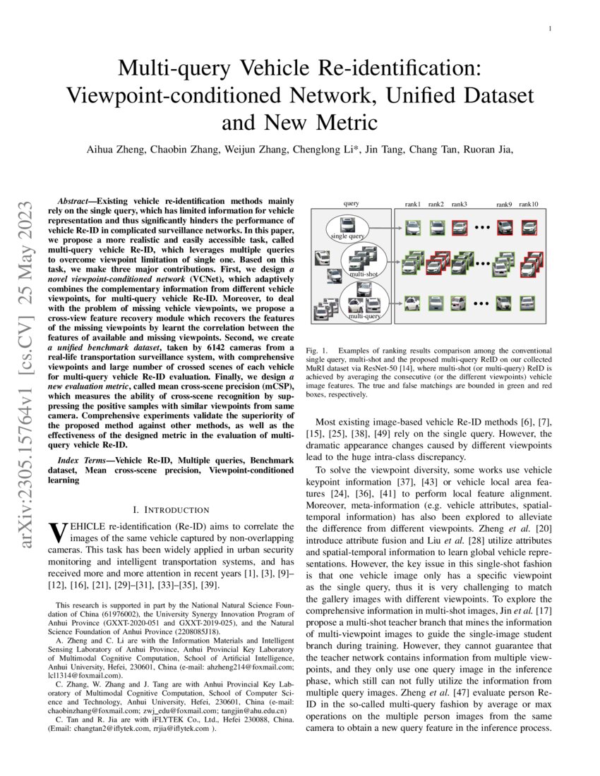 Multiquery Vehicle Reidentification Viewpointconditioned Network
