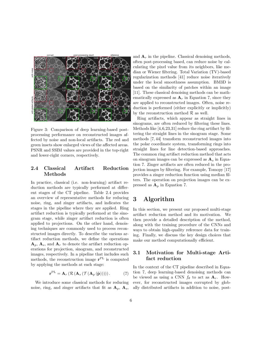 Multi-stage Deep Learning Artifact Reduction for Computed Tomography ...