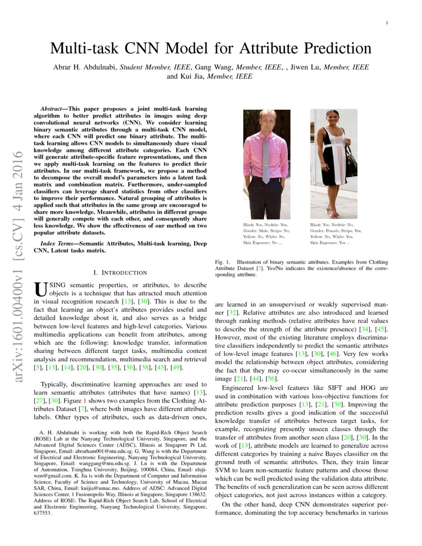 Multi-task CNN Model for Attribute Prediction | DeepAI