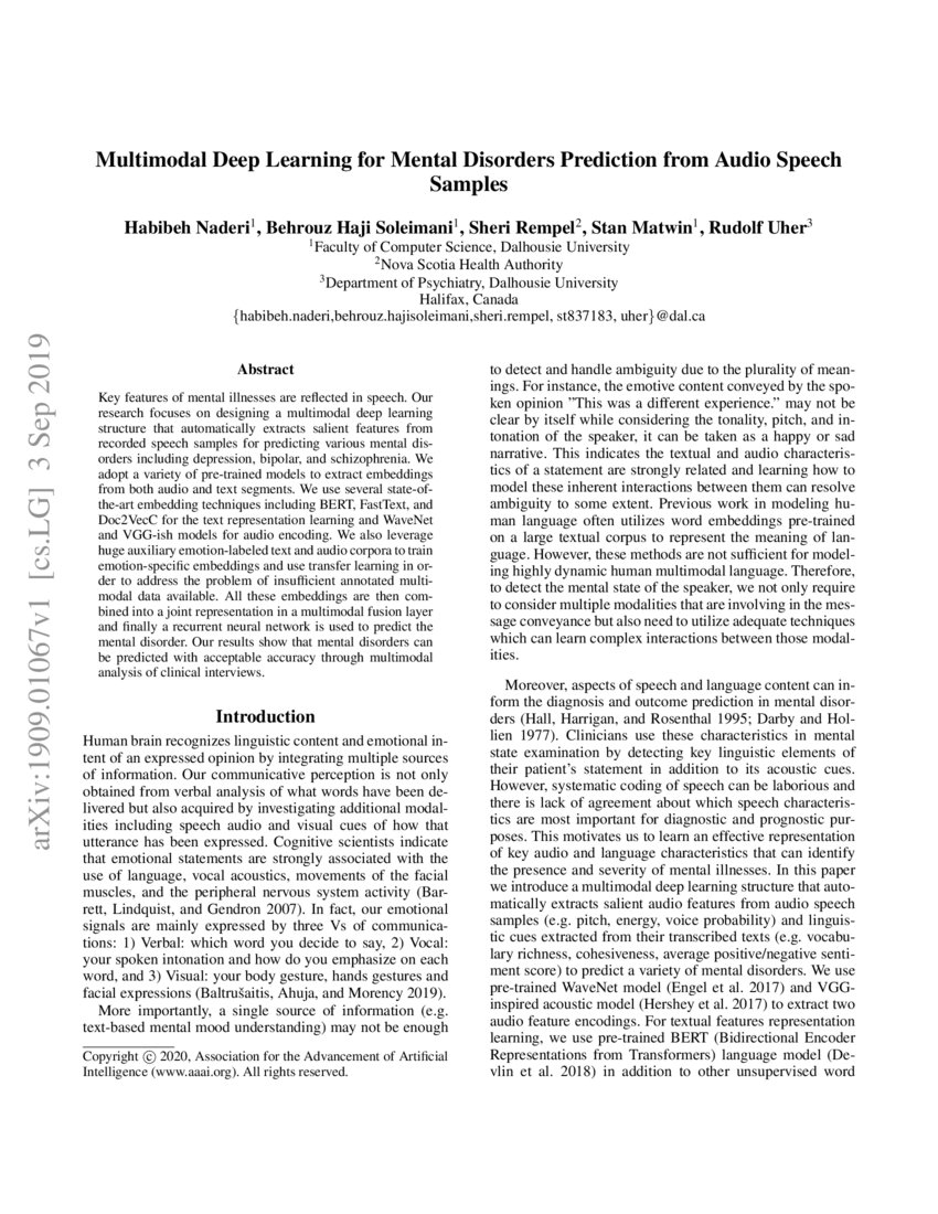 Multimodal Deep Learning for Mental Disorders Prediction from Audio ...