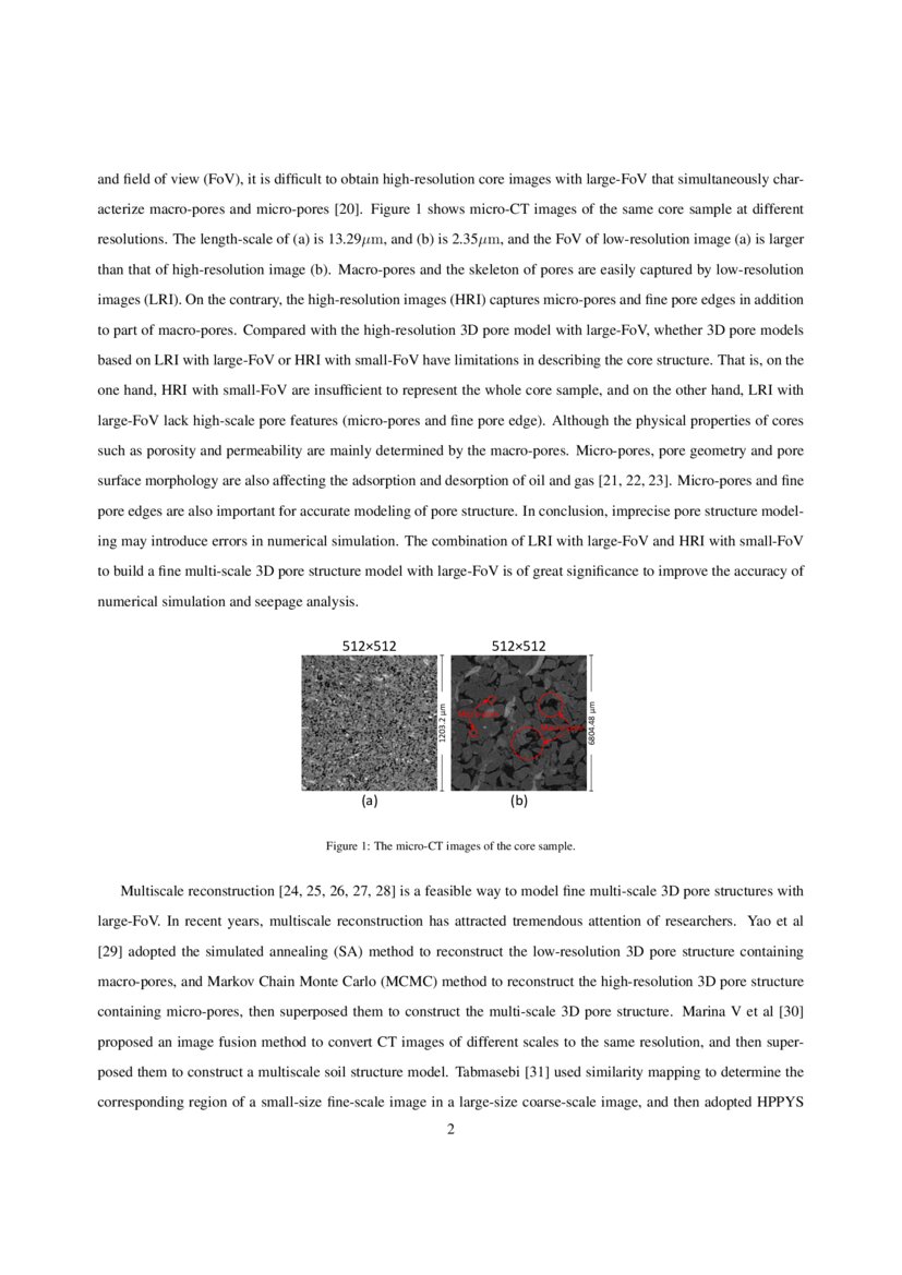Multiscale reconstruction of porous media based on multiple