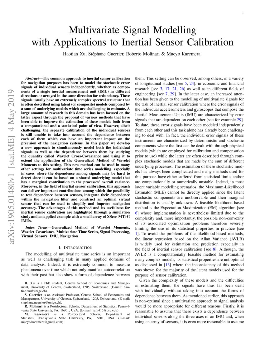Multivariate Signal Modelling with Applications to Inertial Sensor ...