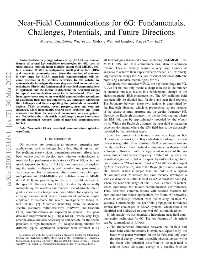 NearField Communications for 6G Fundamentals, Challenges, Potentials