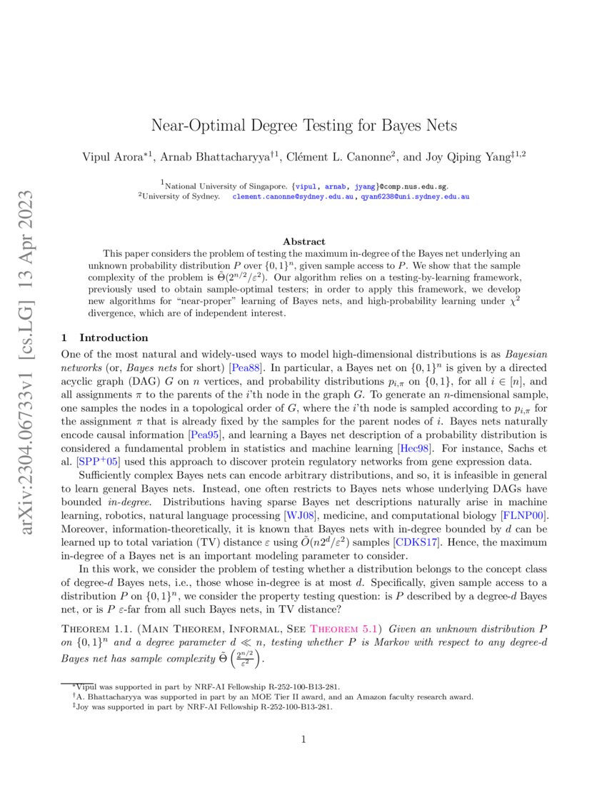 NearOptimal Degree Testing for Bayes Nets DeepAI