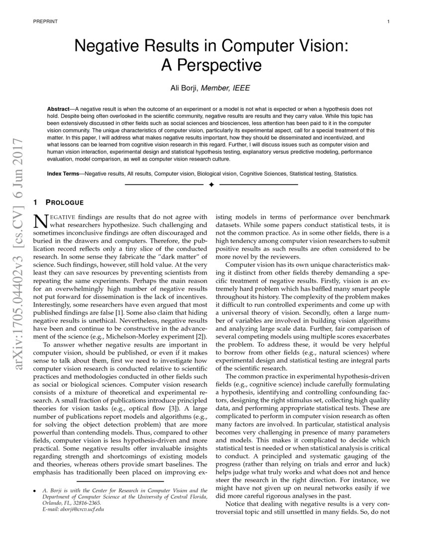 Negative Results in Computer Vision A Perspective DeepAI