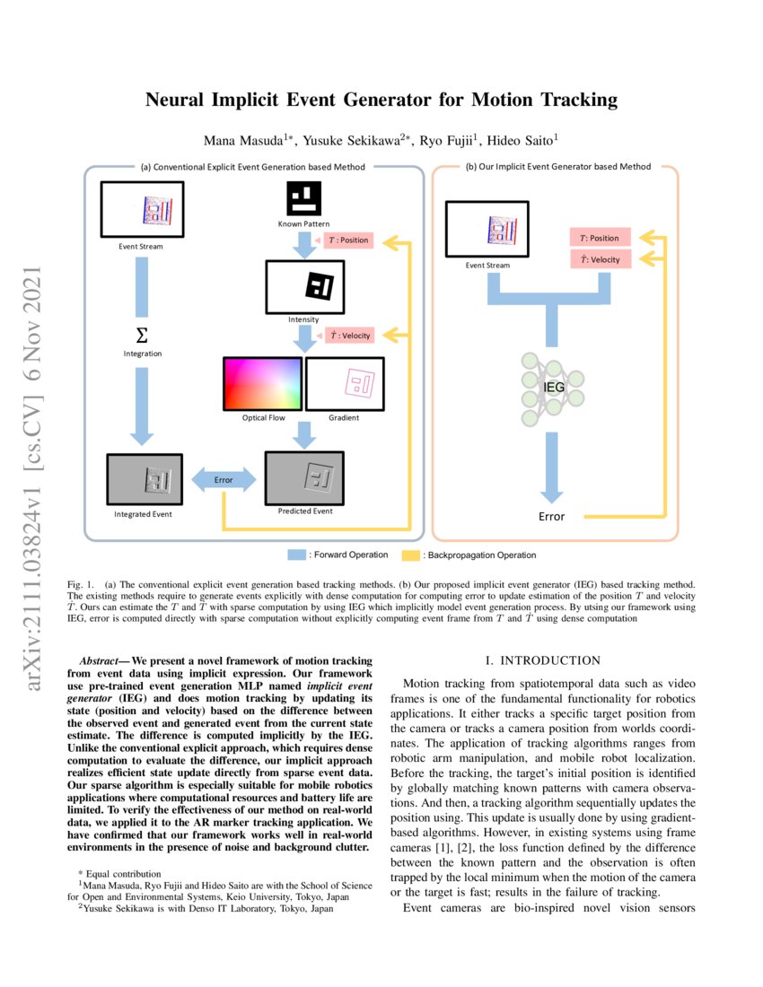 Neural Implicit Event Generator for Motion Tracking | DeepAI