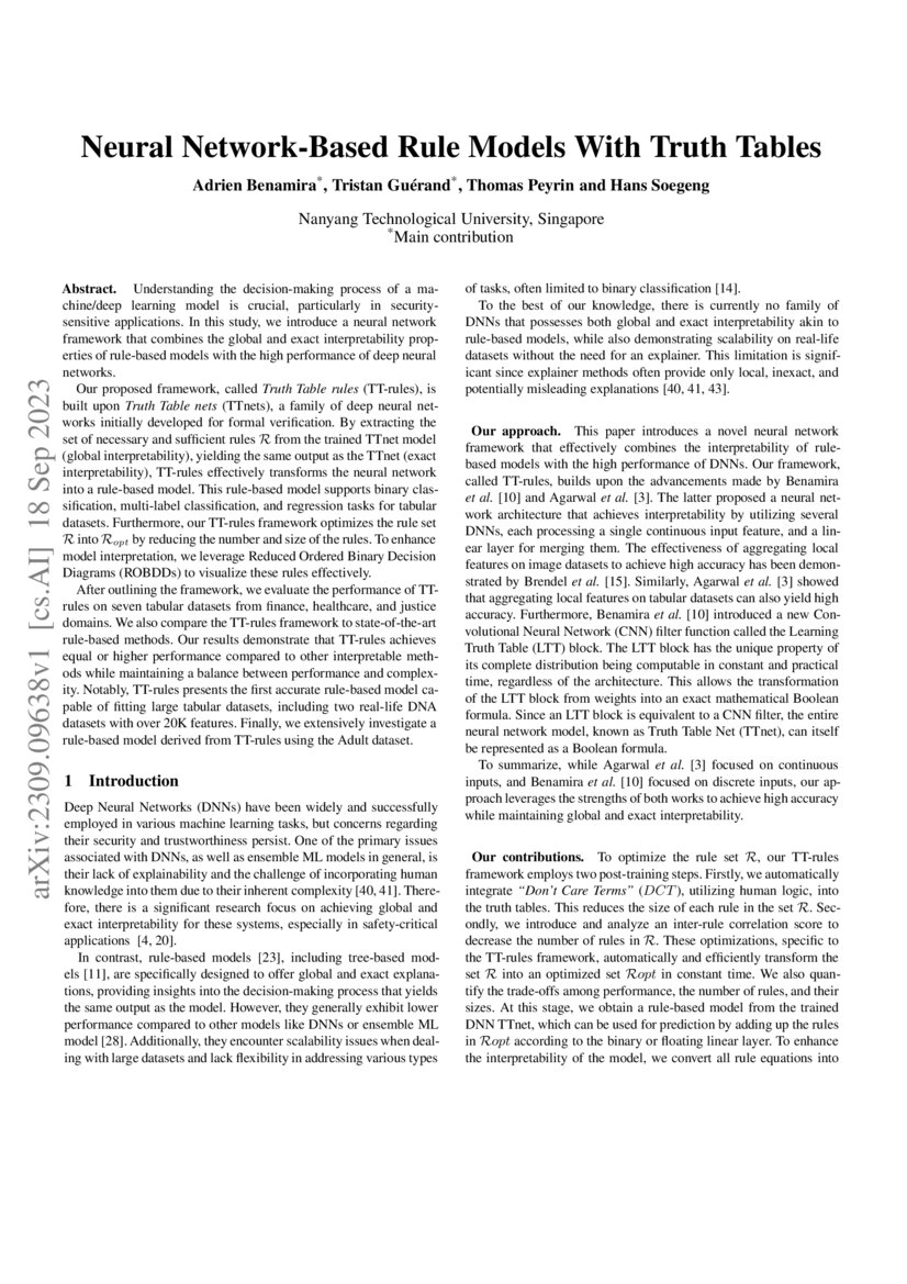 Neural Network-Based Rule Models With Truth Tables | DeepAI