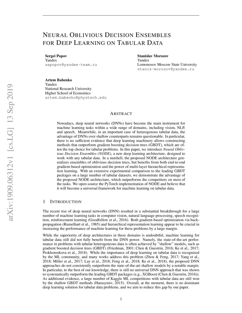 tabular data deep learning