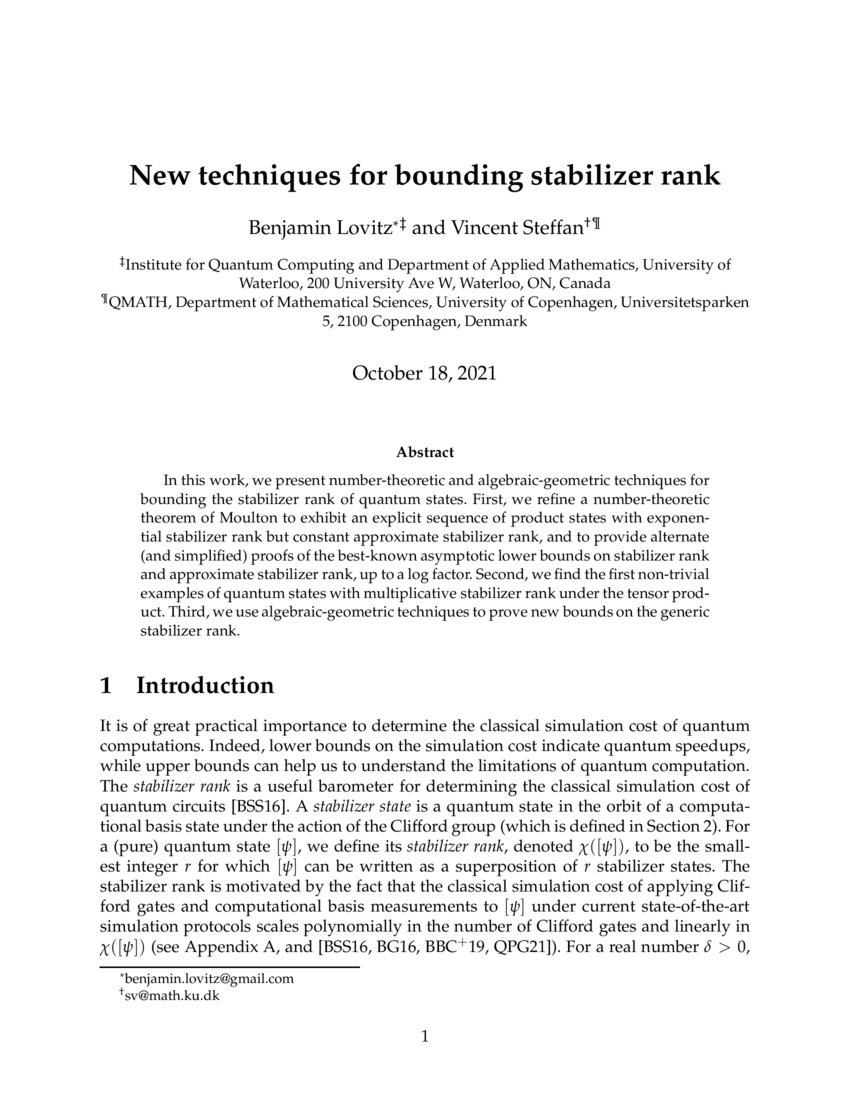 New techniques for bounding stabilizer rank DeepAI