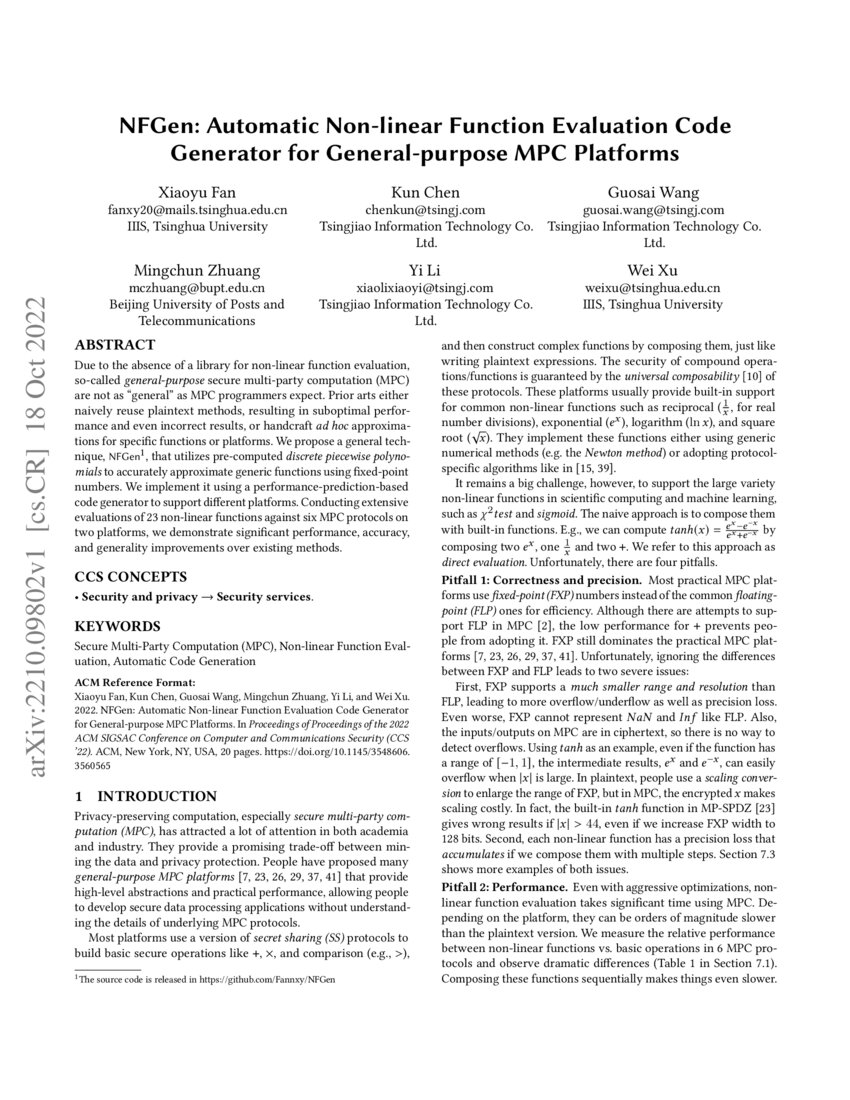 NFGen Automatic Function Evaluation Code Generator for