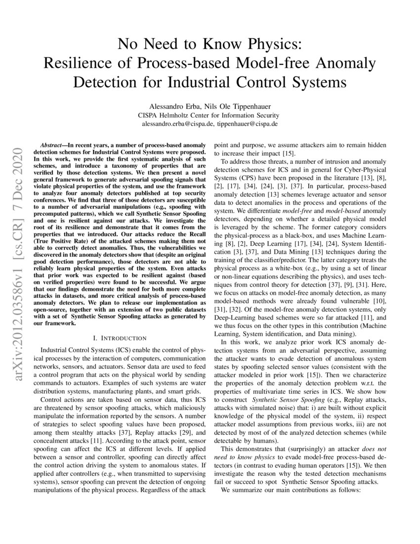 No Need to Know Physics Resilience of Processbased Modelfree Anomaly
