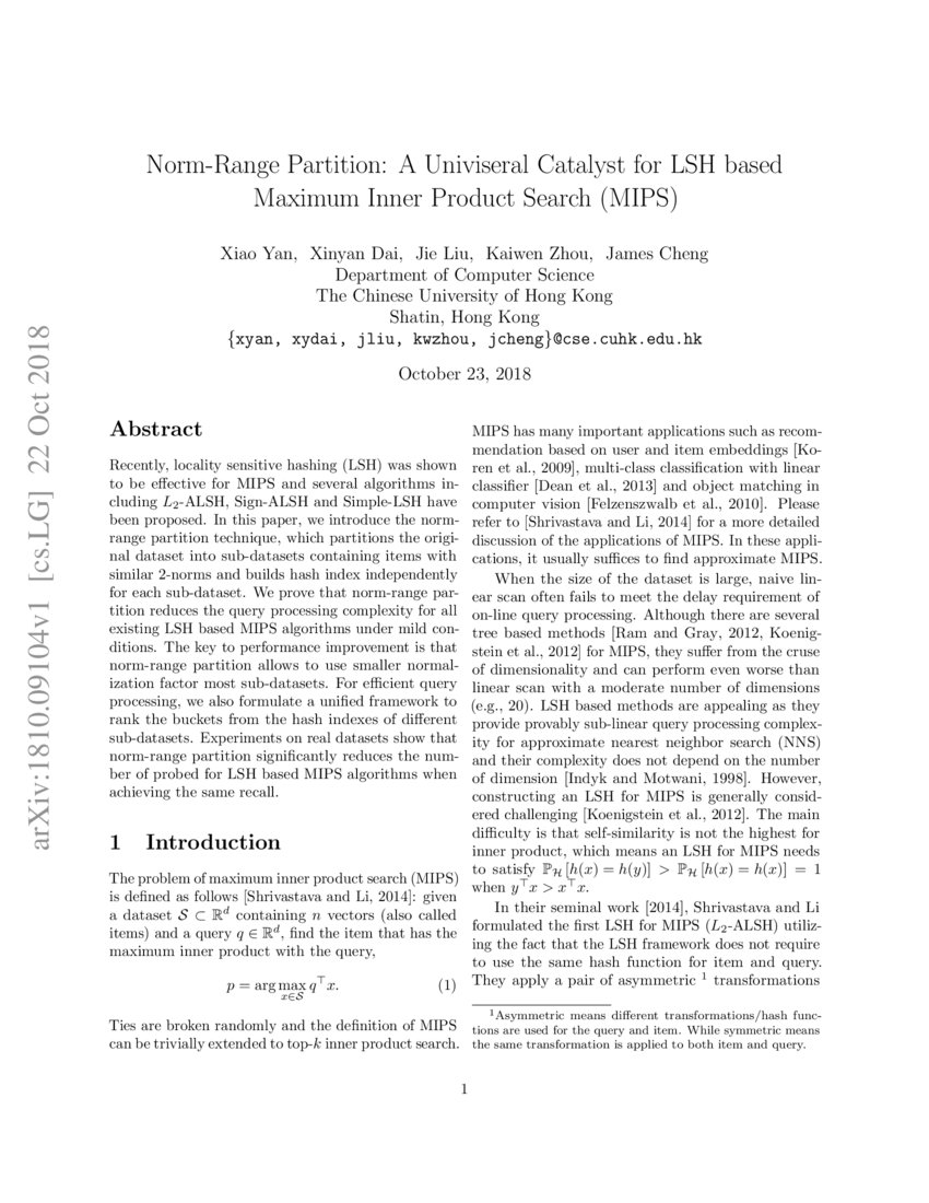 NormRange Partition A Univiseral Catalyst for LSH based Maximum Inner