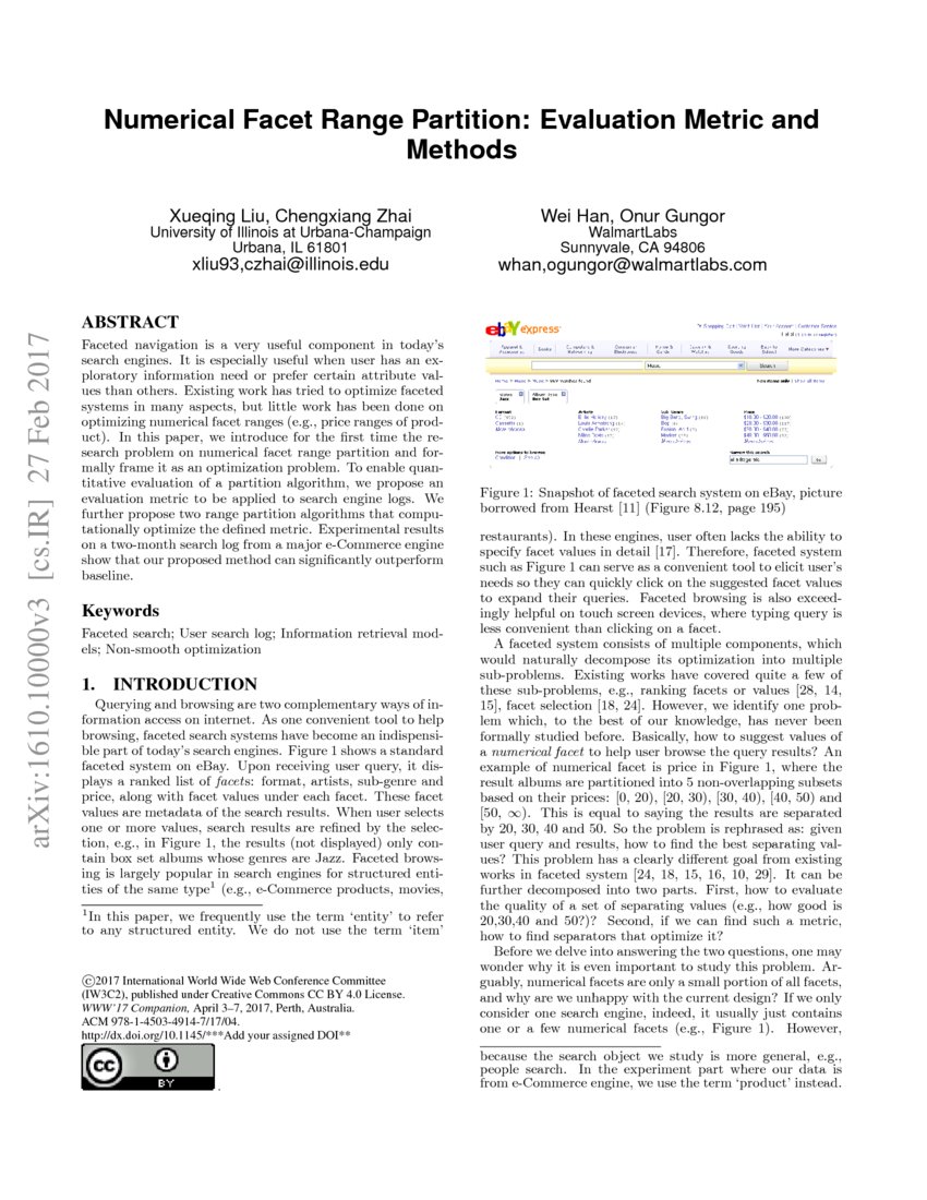 Numerical Facet Range Partition Evaluation Metric and Methods DeepAI