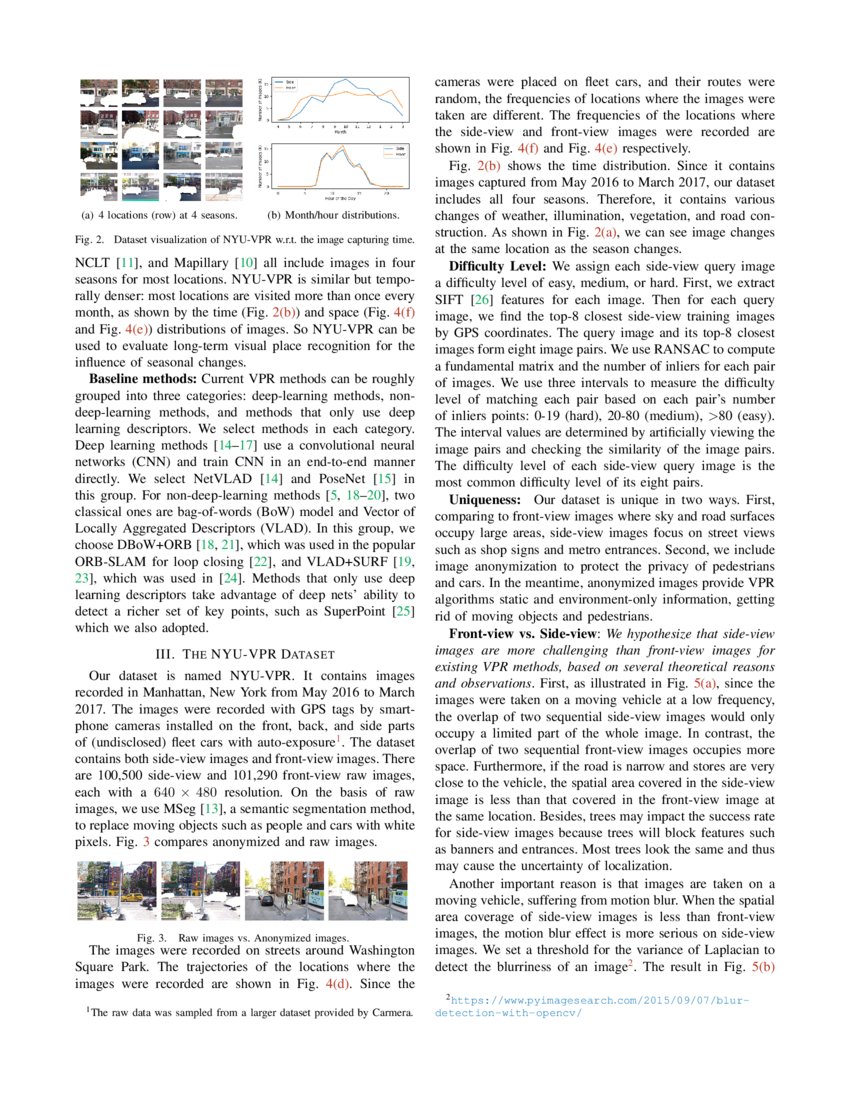 NYU-VPR: Long-Term Visual Place Recognition Benchmark with View Direction  and Data Anonymization Influences | DeepAI