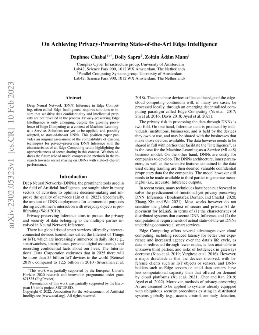 On Achieving PrivacyPreserving StateoftheArt Edge Intelligence DeepAI