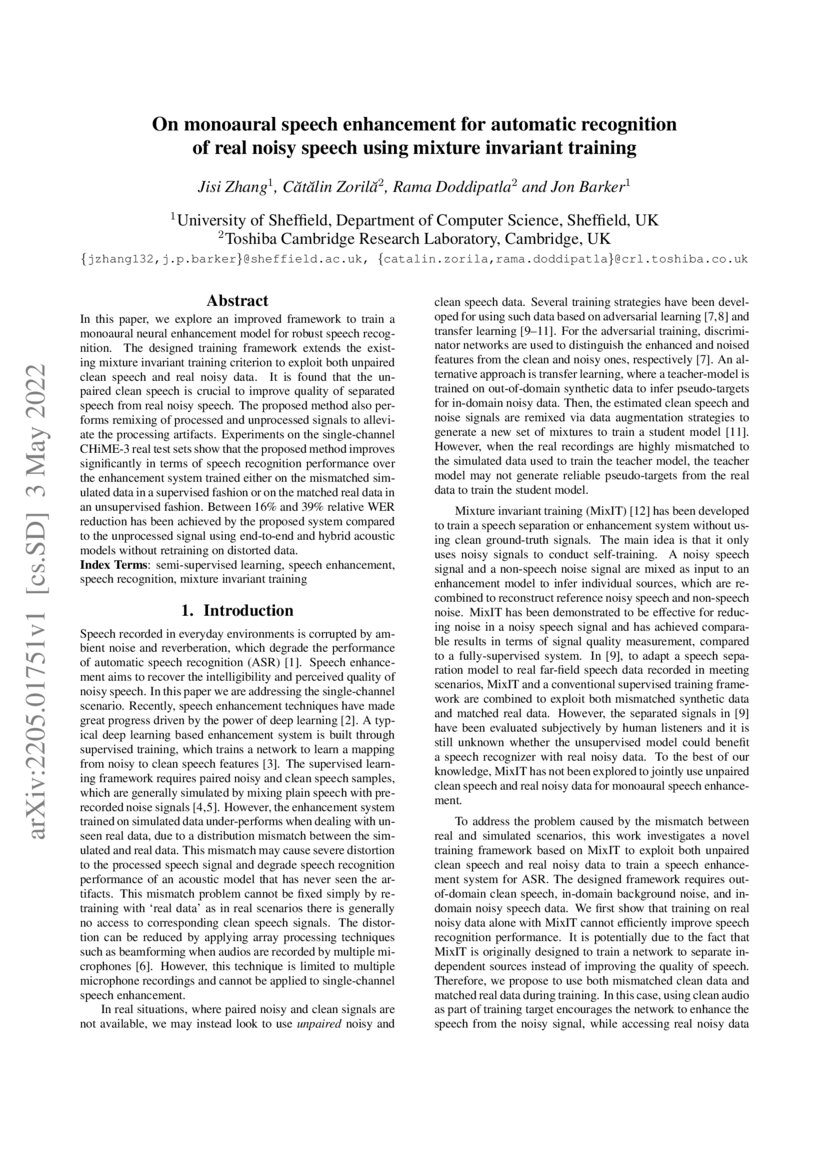 On monoaural speech enhancement for automatic recognition of real noisy