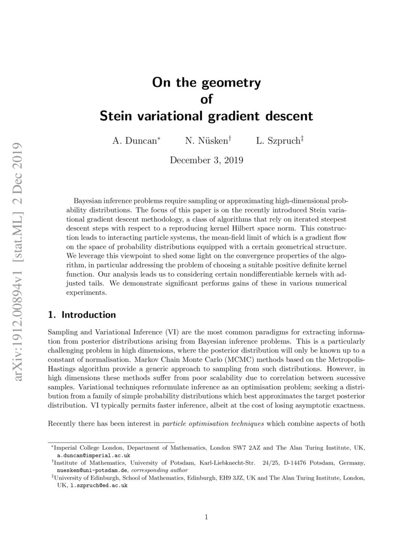 On the geometry of Stein variational gradient descent DeepAI