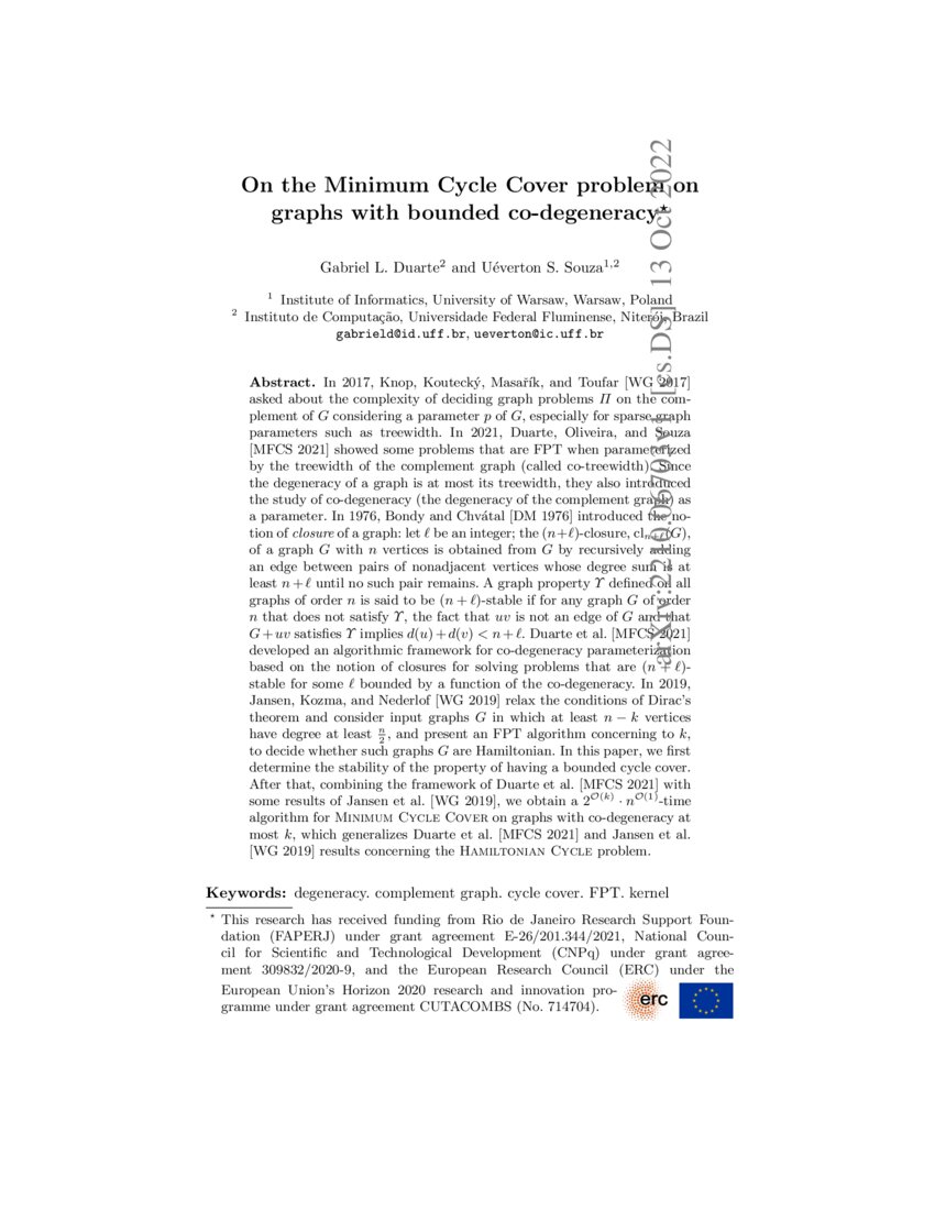 On the Minimum Cycle Cover problem on graphs with bounded codegeneracy