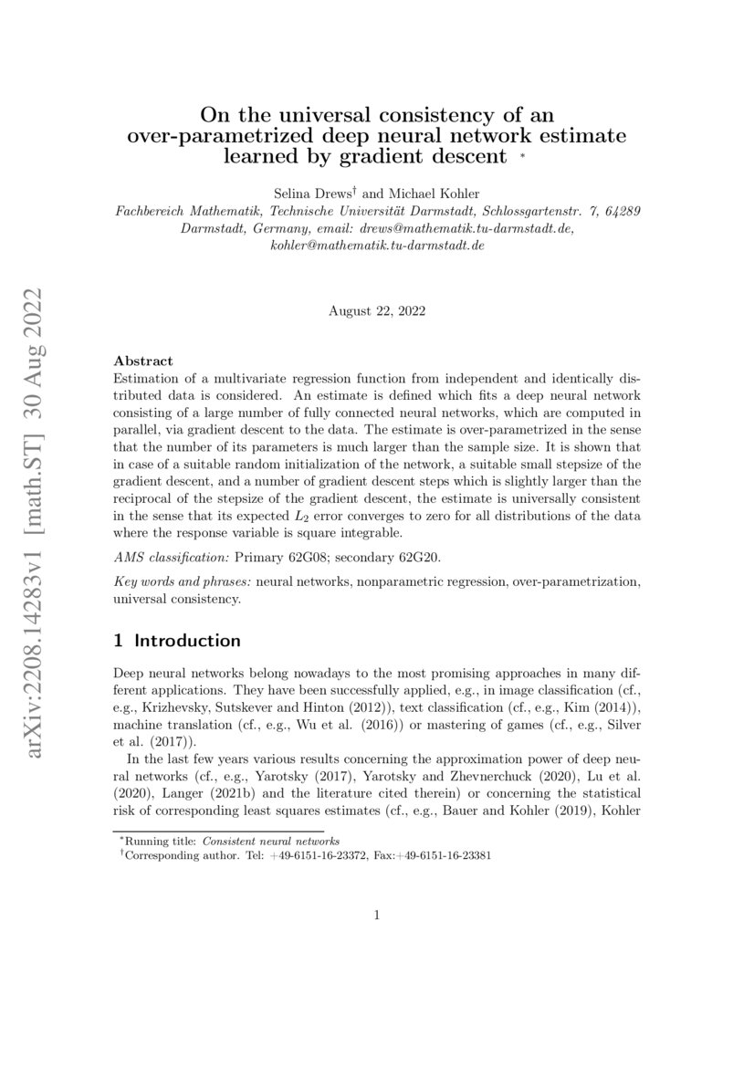 On the universal consistency of an over-parametrized deep neural ...