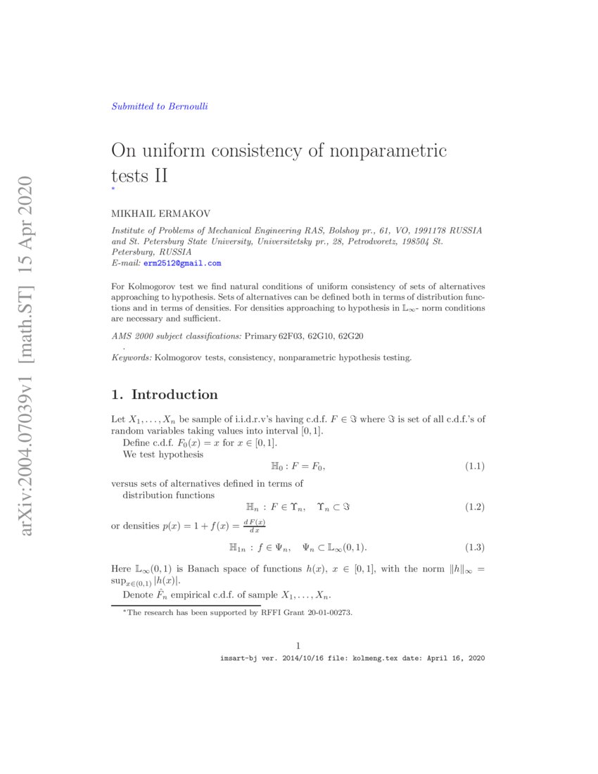 On uniform consistency of nonparametric tests II DeepAI
