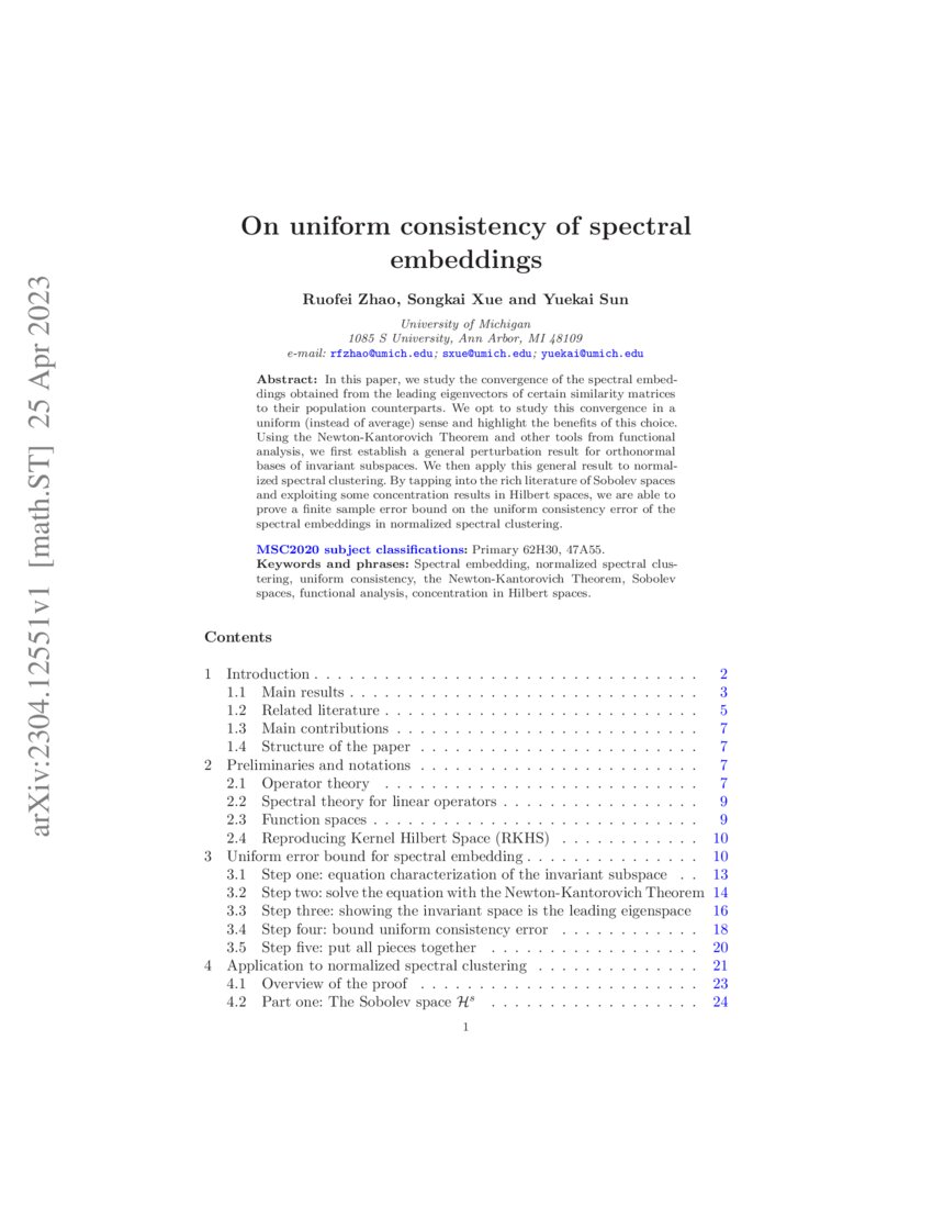 On Uniform Consistency of Spectral Embeddings DeepAI