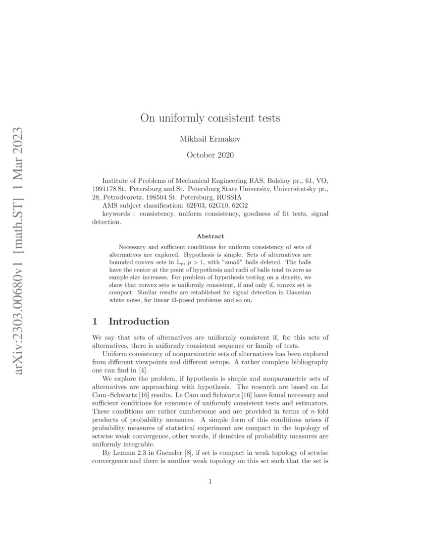 On uniformly consistent tests DeepAI