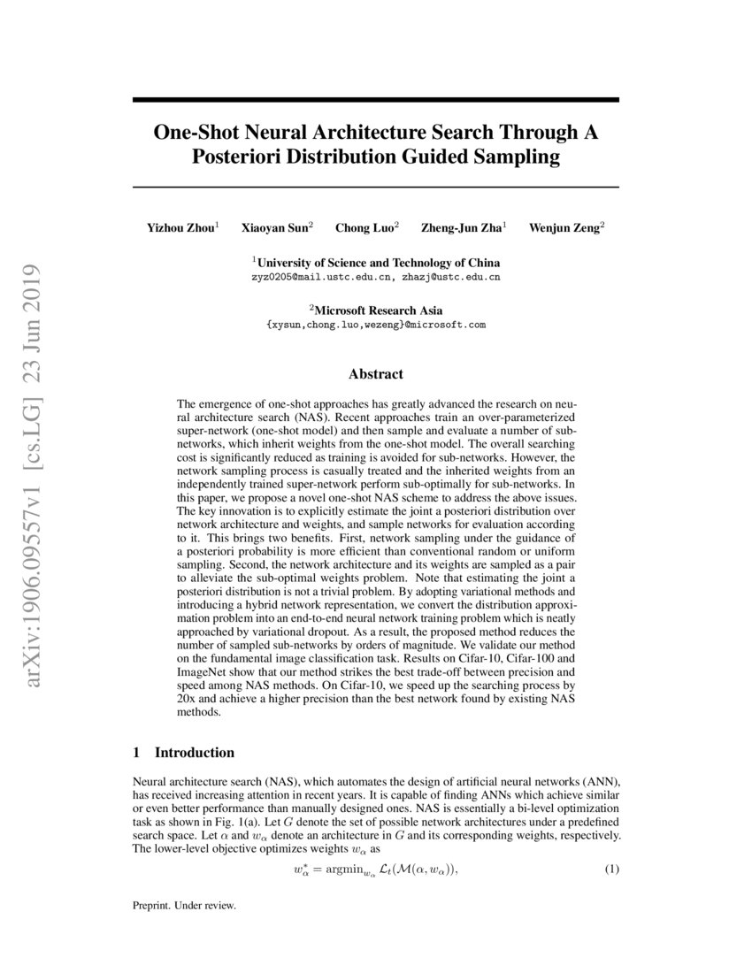 One-Shot Neural Architecture Search Through A Posteriori Distribution ...