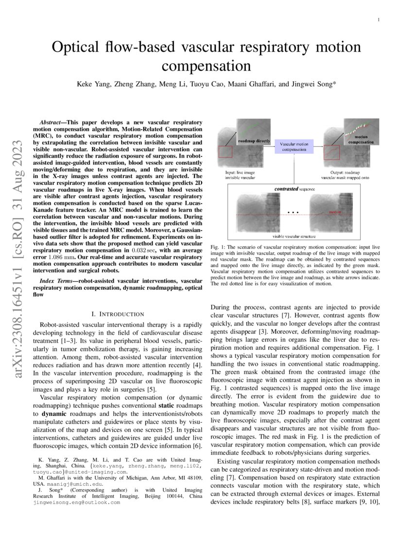 Optical flowbased vascular respiratory motion compensation DeepAI