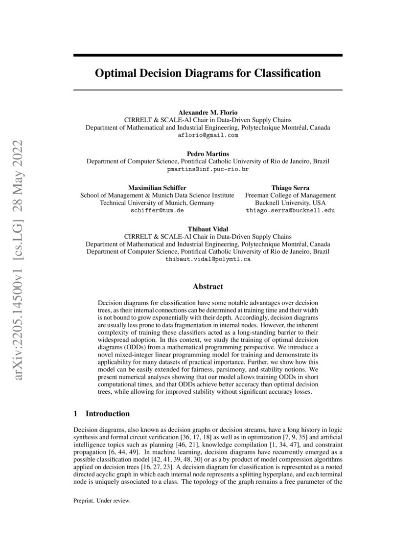 Optimal Decision Diagrams for Classification | DeepAI