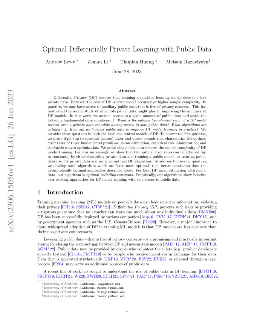 Optimal Differentially Private Learning with Public Data DeepAI