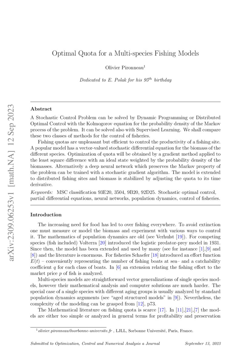 Optimal Quota for a Multispecies Fishing Models DeepAI