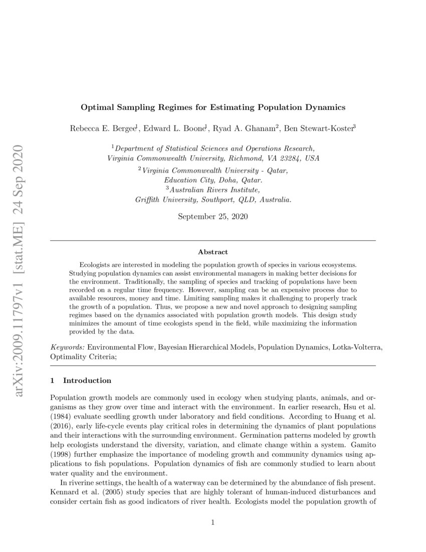 Optimal Sampling Regimes For Estimating Population Dynamics DeepAI