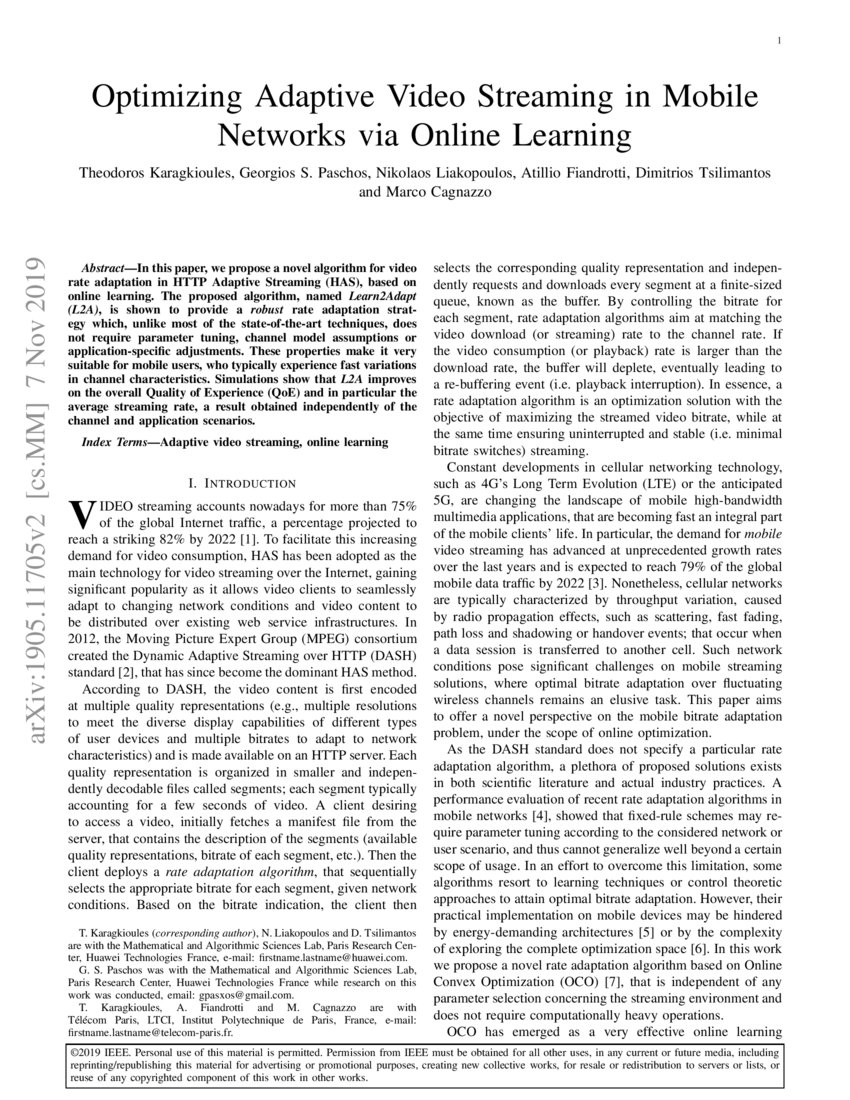 Optimizing Adaptive Video Streaming in Mobile Networks via Online