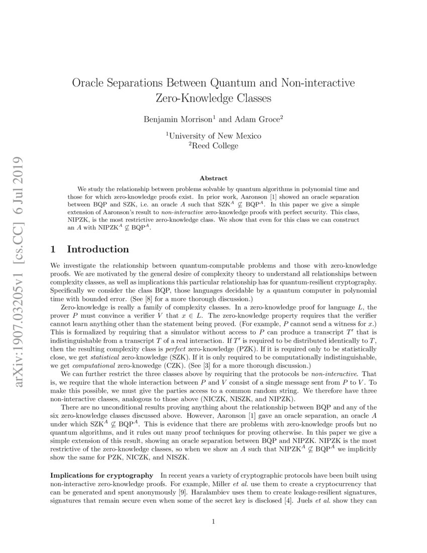 Oracle Separations Between Quantum and Noninteractive ZeroKnowledge