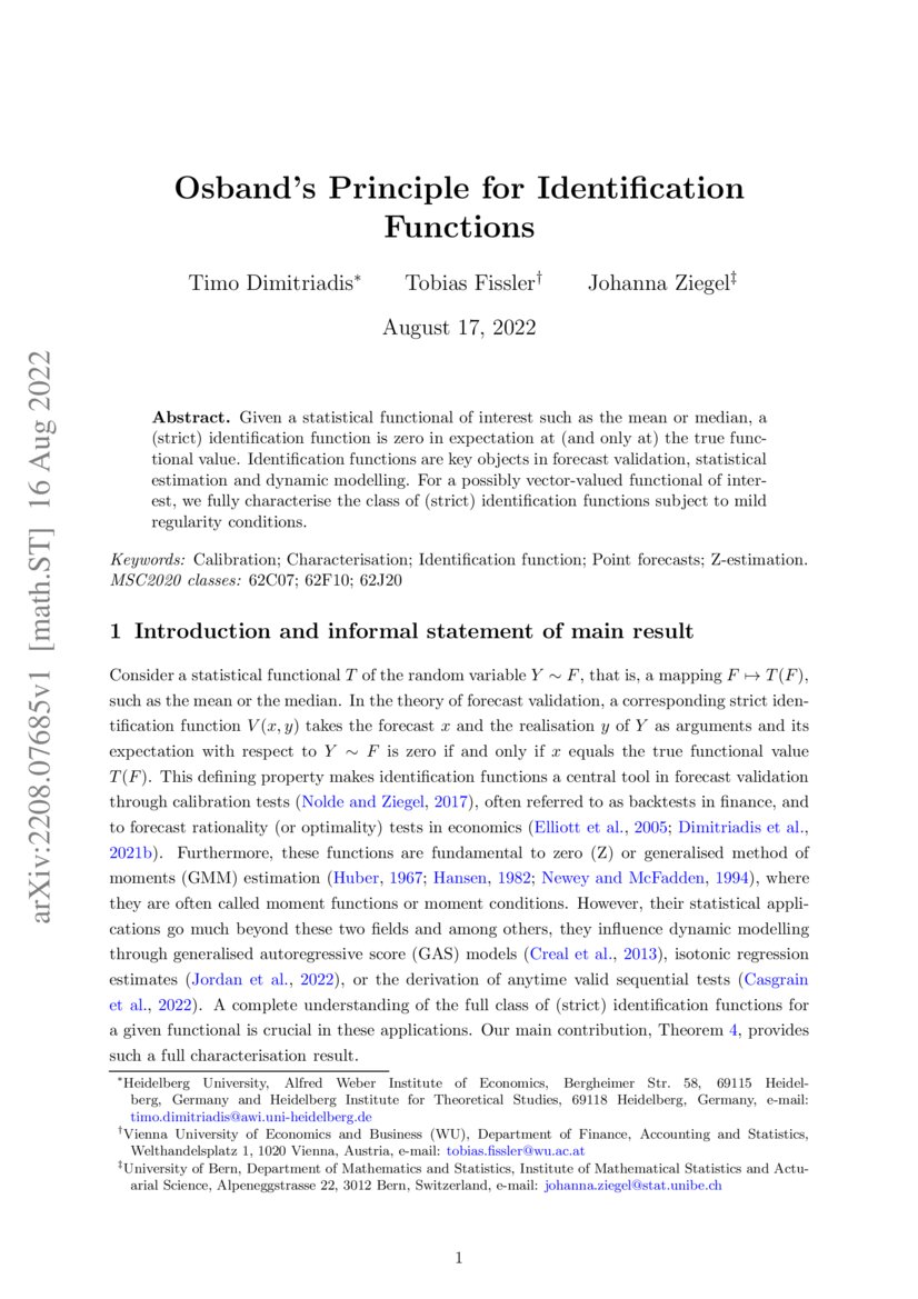 Osband's Principle for Identification Functions DeepAI