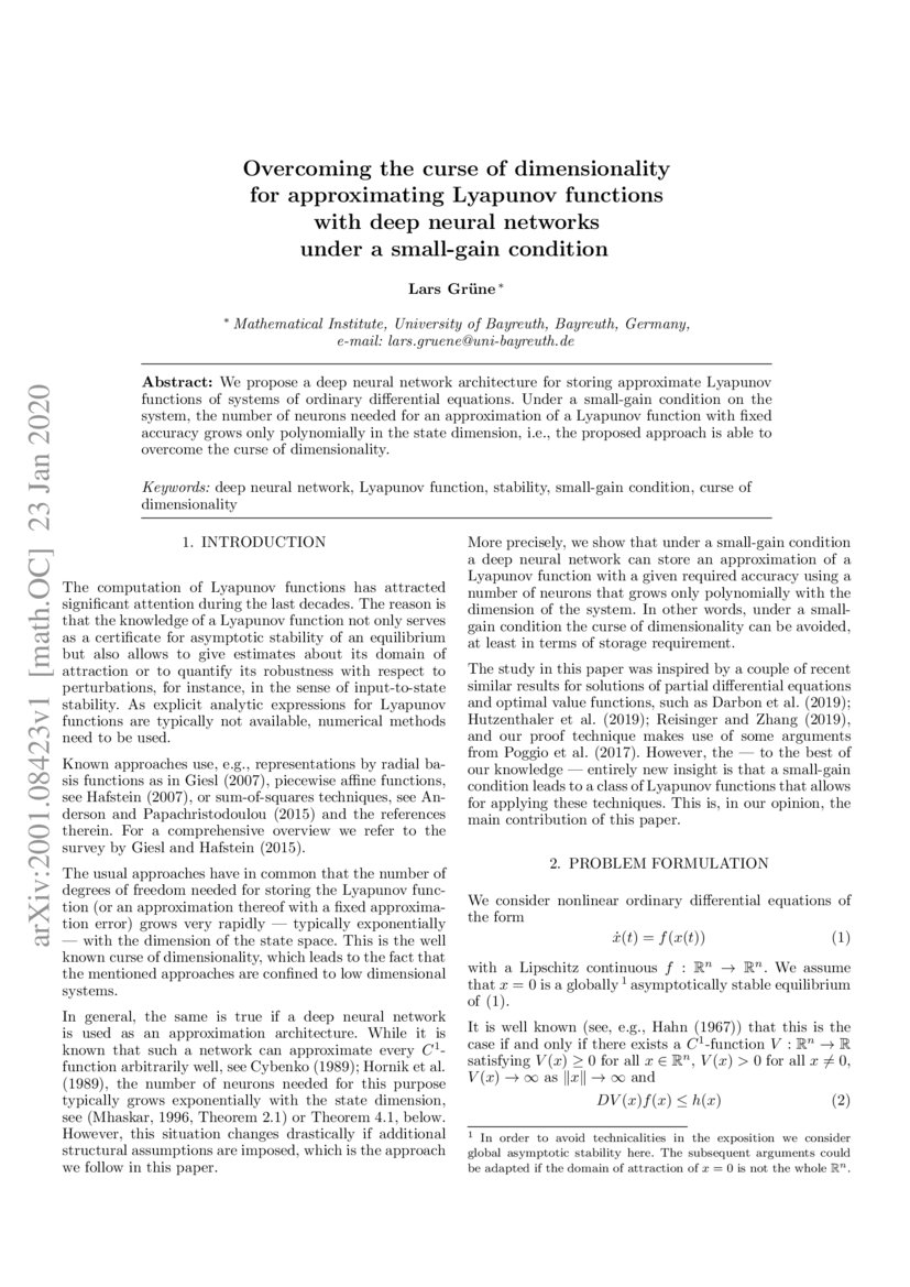 curse of dimensionality neural network