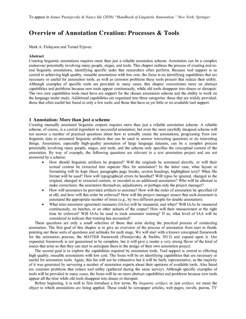 Overview of Annotation Creation: Processes & Tools | DeepAI