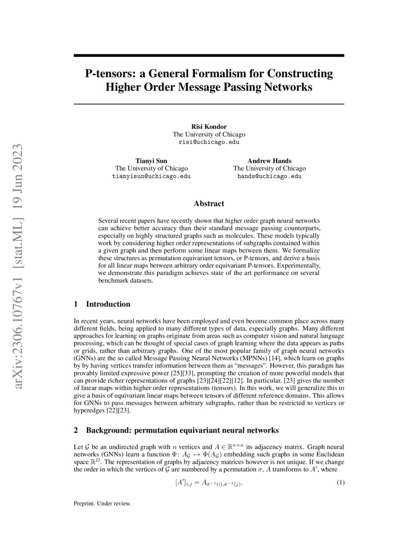 Ptensors a General Formalism for Constructing Higher Order Message