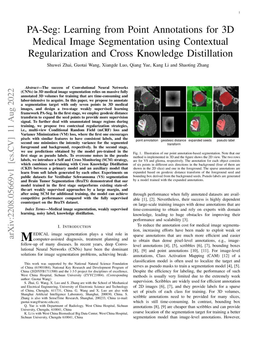PA-Seg: Learning from Point Annotations for 3D Medical Image ...