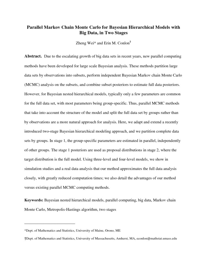 Parallel Markov Chain Monte Carlo for Bayesian Hierarchical Models with ...