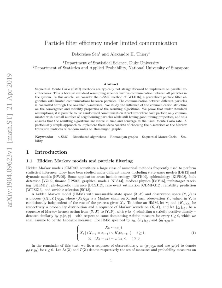 Particle filter efficiency under limited communication DeepAI