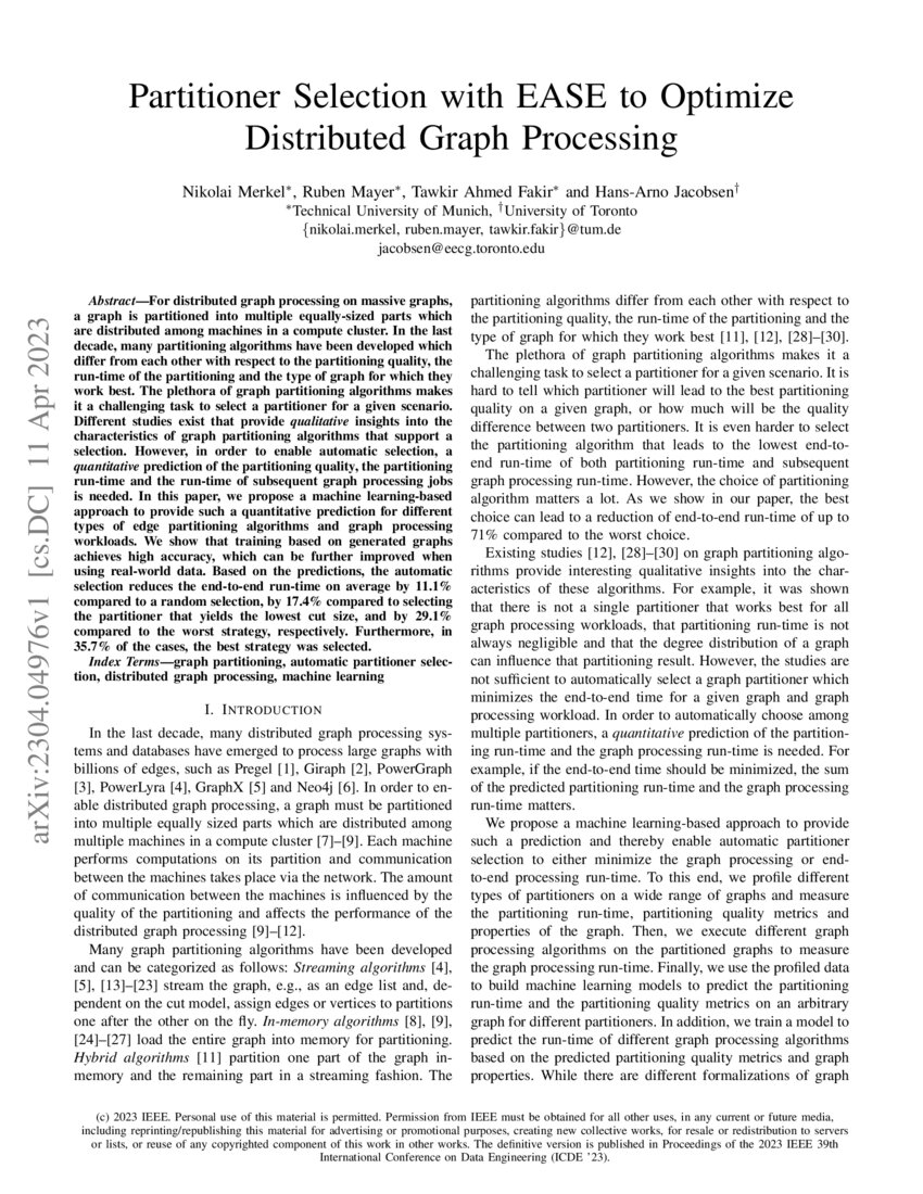 Partitioner Selection with EASE to Optimize Distributed Graph