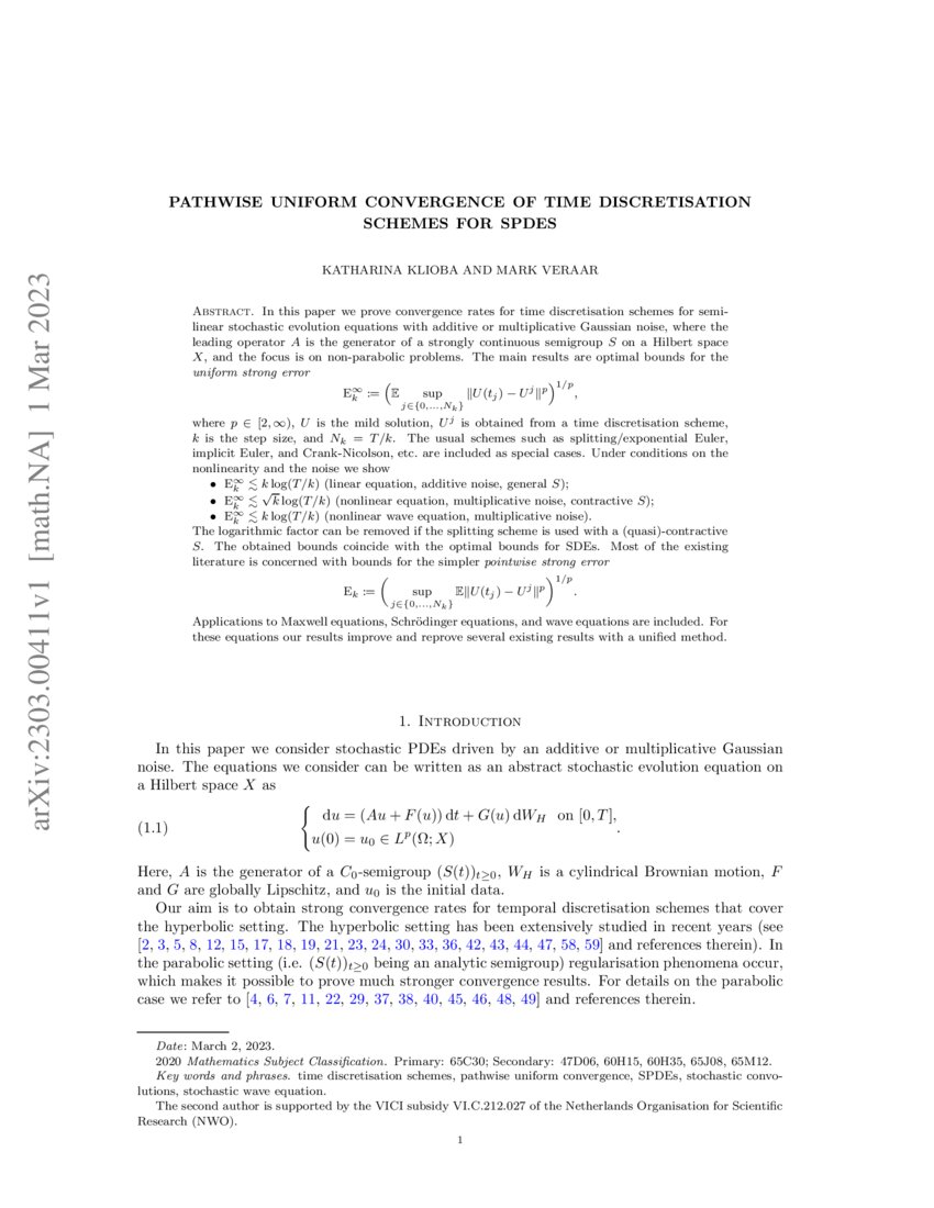 Pathwise Uniform Convergence of Time Discretisation Schemes for SPDEs ...