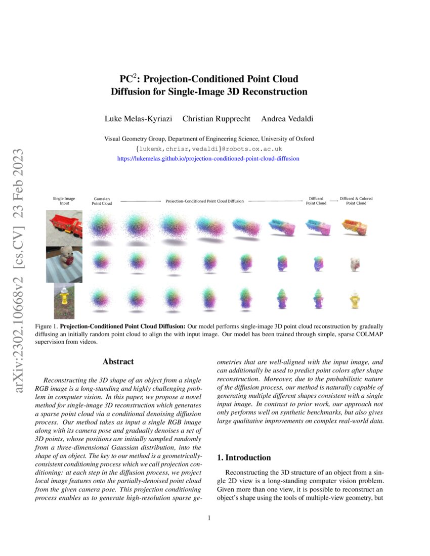 Pc 2 Projection Conditioned Point Cloud Diffusion For Single Image 3d Reconstruction Deepai Pc 2 Projection Conditioned Point Cloud Diffusion For Single Image 3d Reconstruction Deepai