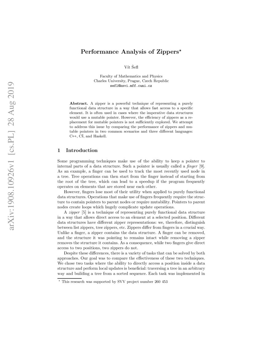 Performance Analysis of Zippers DeepAI