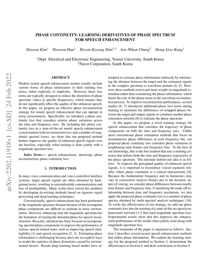 Phase Continuity Learning Derivatives of Phase Spectrum for Speech